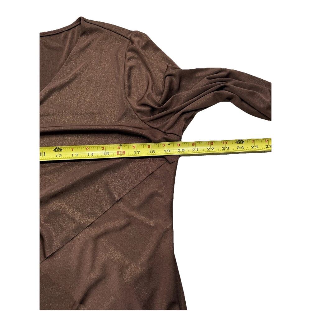 Chicos Travelers Sz 2 Large Women’s Top Bronze Copper Tiered Wrinkle Free Comfy - Picture 4 of 7